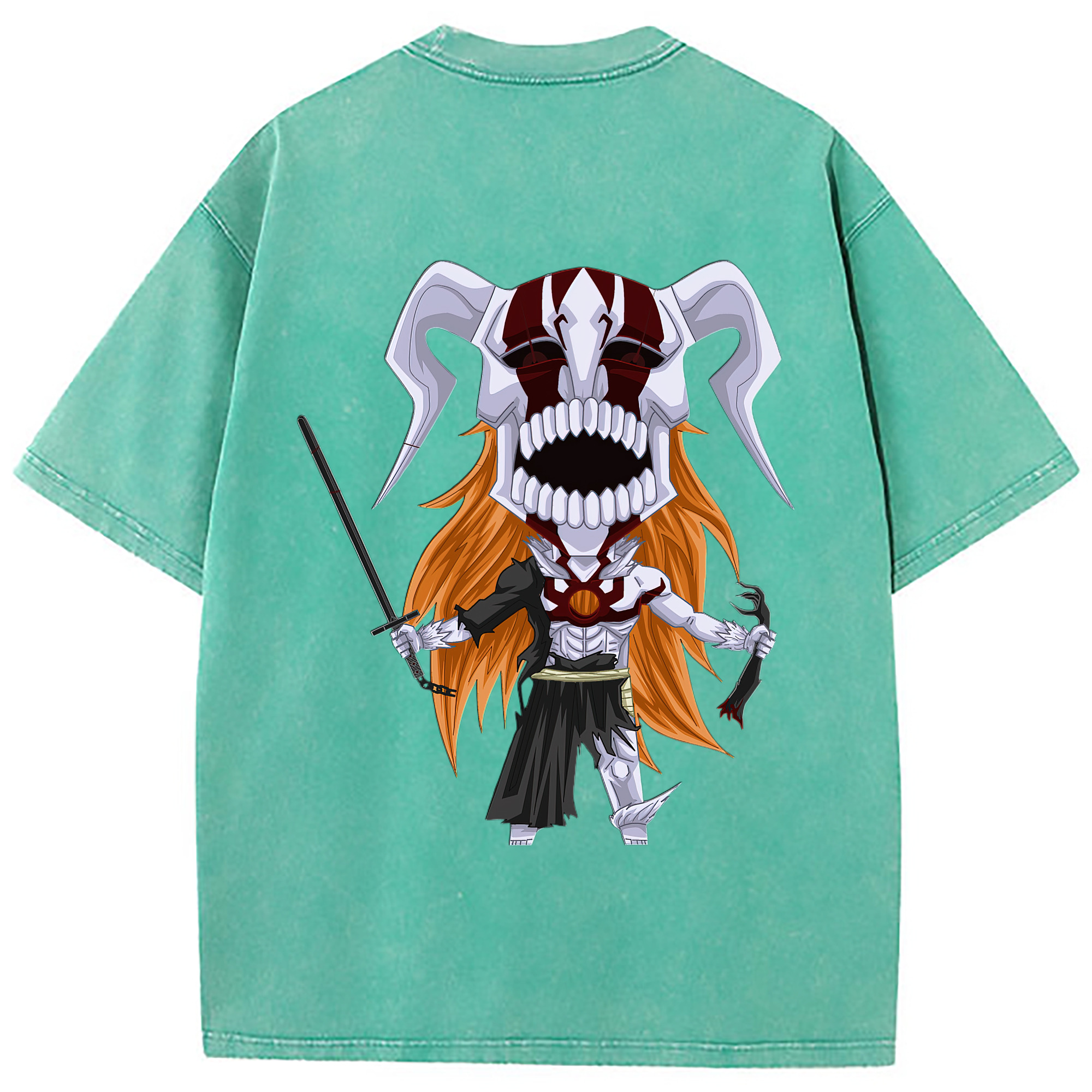 （画像用） ブリーチ 黒崎一護（くろさき いちご）BLEACH Kurosaki Ichigo 綿100% ヴィンテージ風 半袖Tシャツ（背面プリント）